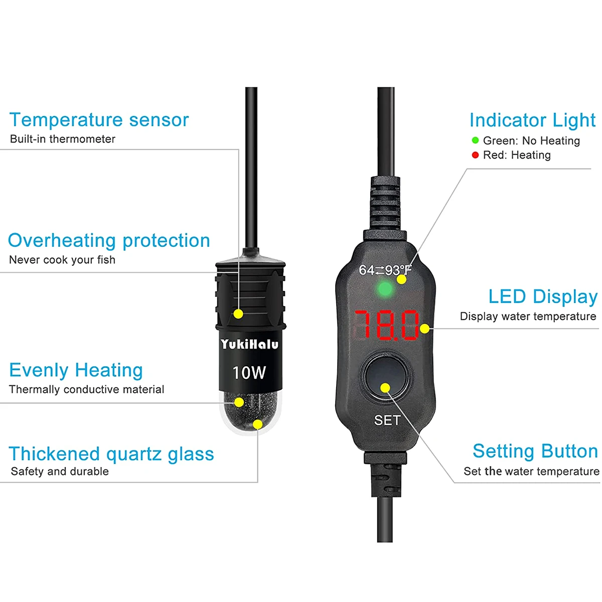 10W Adjustable Aquarium Heater - Marine Aquarium Nano 评论和价格