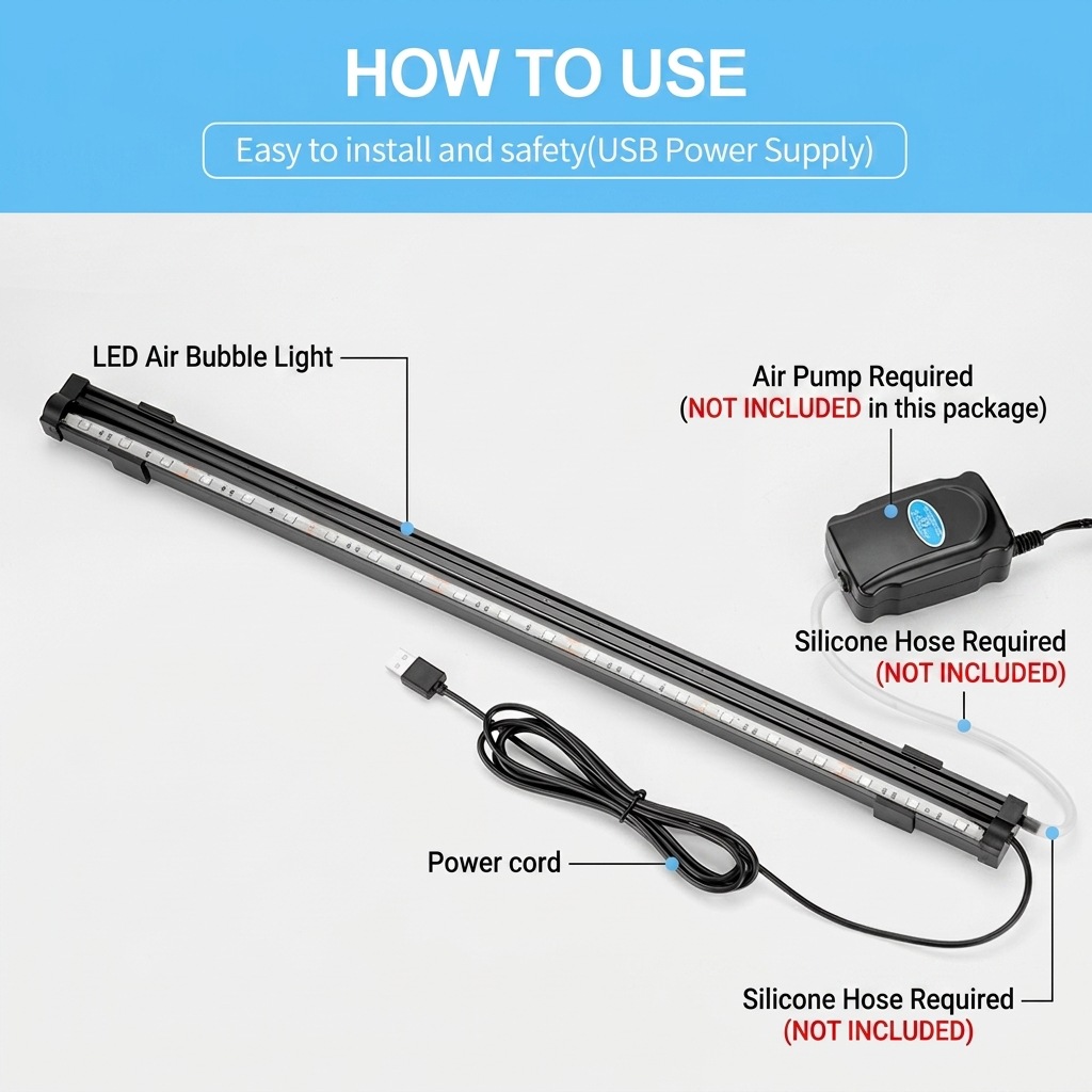 USB LED Aquarium Air Bubble Li - Marine Aquarium Water Change 评论和价格